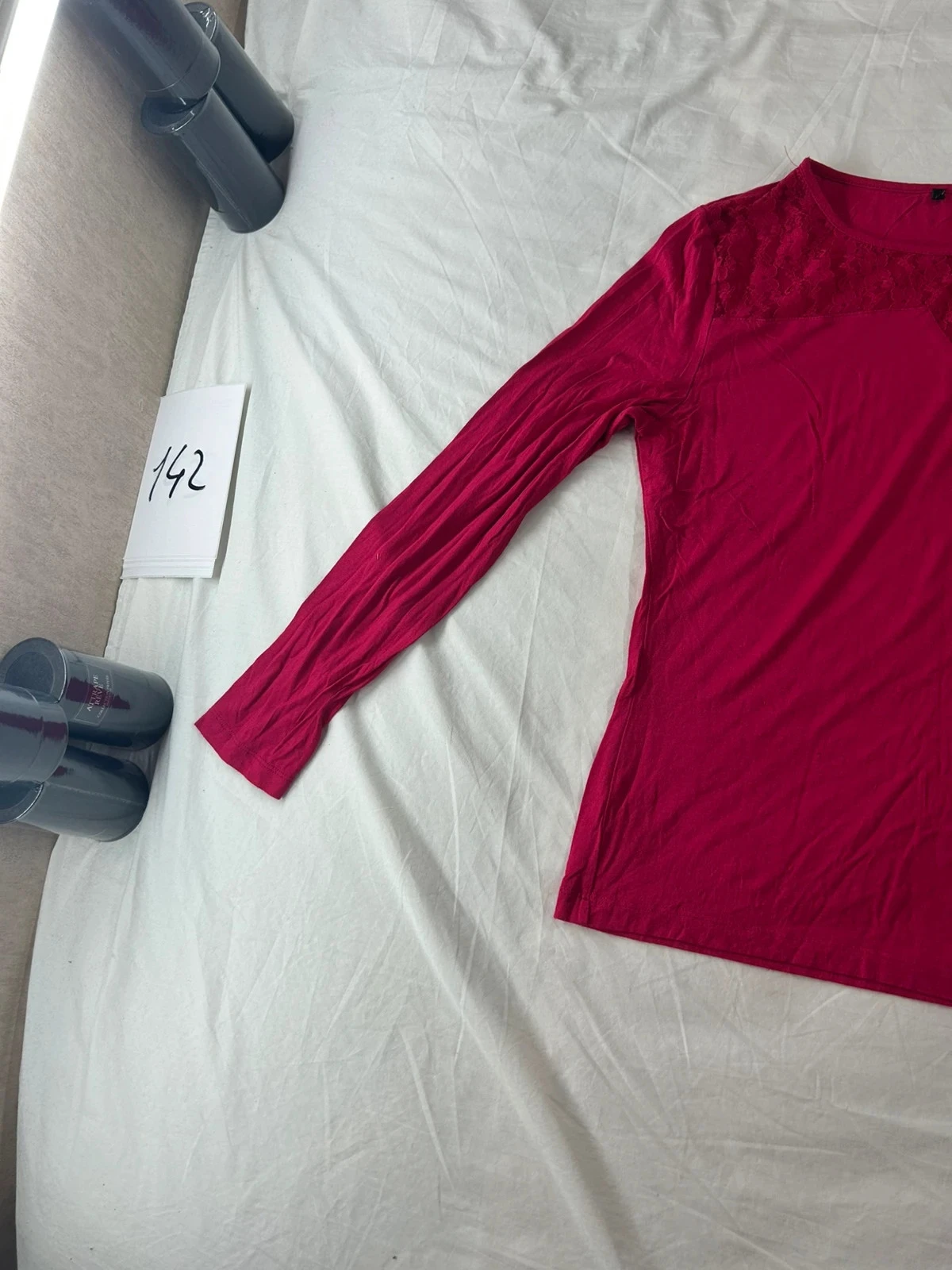 Pull rose à dentelle vintage en viscose – photo 4
